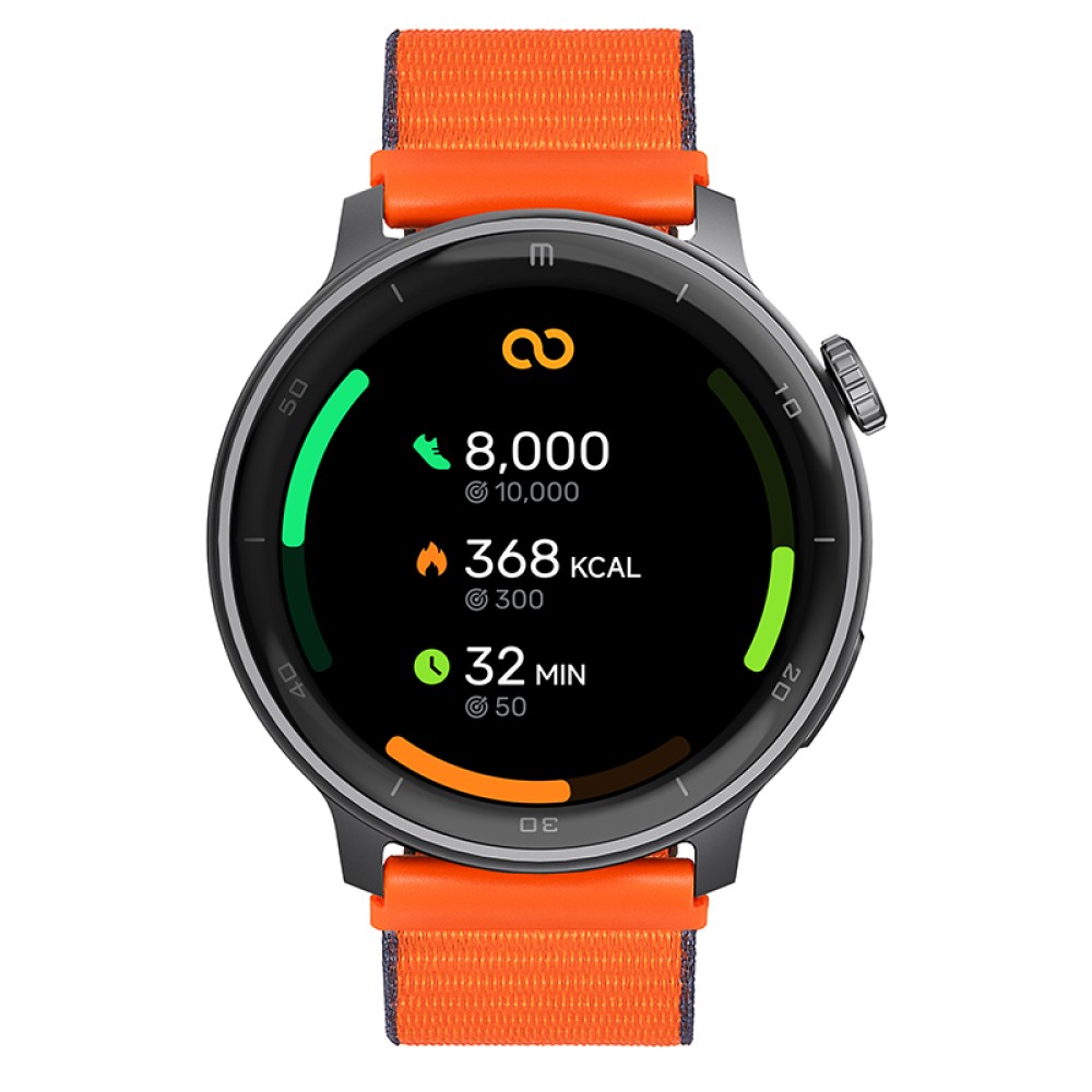 Reloj T8 Negro + Pulsera velcro naranja