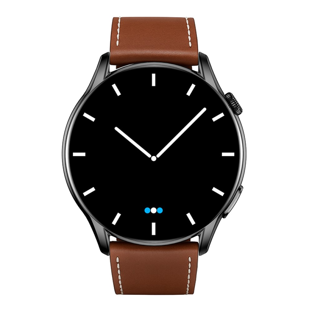 Reloj T7 Negro + Pulsera cuero café